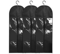 GALPADA 3 Ensembles Paquet de Rangement pour Perruques et Extensions de Cheveux en Tissu PVC Noir avec Cintre, Protection Anti-poussière, pour Organisation de Placard et Voyage