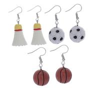 GALPADA 3 paires Boucles Oreilles Résine Sport Légères Thème Basket Football Badminton pour Adolescents Élégants