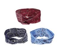 GALPADA 3 Pièces Bandeaux Larges Élastiques Bohemia à Fleurs Pour Femmes Maintien Confortable Et Absorption De Sueur Accessoires Cheveux Fleuris Pour Sport Et Vie Quotidienne Lot De Bleu p