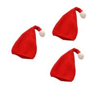 GALPADA 3 Pièces Bonnet en Tricot affalé Bonnet de Noel Longs Chapeaux de père noël Capuchon d'hiver pour Enfants Chapeau de Lutin pour Enfants s Chapeau Boule de Poils Rouge