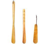 GALPADA 3 Pièces Chausse-pied Portable en Bambou Bois pour Seniors | Outil Ergonomique Polyvalent, Marron, Format, Adapté à Domicile et Établissement Hôtelier