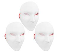 GALPADA 3 Pièces Masque Intégral Blanc en Pvc Vierge pour Bal Masqué, Confortable Bande Élastique, pour Halloween et Danse Mardi Gras