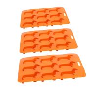 GALPADA 3 pièces Moule Glaçon Silicone Cases Forme Chiot Moule DIY Glace Gâteau et Popsicle Bac Empilable Cuisine Orange