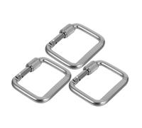 GALPADA 3 pièces Mousquetons Carrés Argenté Boucles de Sécurité Extérieures Multifonctions avec Ouvre Bouteille Clips Durables pour Camping et Randonnée