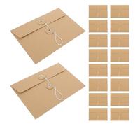 GALPADA 30 Pièces Enveloppe en Papier Kraft Brun avec Fermeture à Bouton et Ficelle, Pochette de 17x11 Cm, Protection pour Documents, Maison et L'école