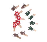 GALPADA 30 Pièces Mini Pinces en Bois Accessoires de Fête pour Photos de Noël Décoratives Clips de Dessins Animés en Bois et Guirlandes pour Parties et Décoration de Bannière