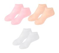 GALPADA 3Paires Couvre Hydratants Lot Chaussettes Craquelures avec Protection Gel Réutilisables et Lavables et Couleur Chair