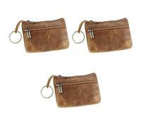 GALPADA 3Pcs Men's Leather Wallet Zip Wallet Mens Wallet with Zipper Slim Wallets for Men Porte-Monnaie avec Porte-Clés Zipper Coin Pouch Mini Wallet Portable Purse Card Holder Coin Bag