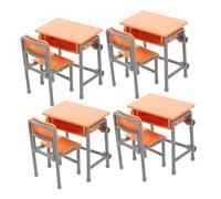 GALPADA 4 Ensembles Lot de Mini Bureaux et Chaises Scolaires Miniatures Accessoires Décoratifs Compacts pour Maison de Poupée Mobilier Réaliste pour Salle de Classe Miniature