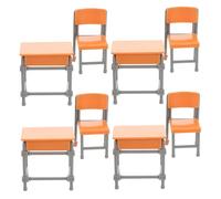 GALPADA 4 Ensembles Lot Meubles Miniatures pour Maison de Poupée Bureau et Chaise École Miniatures Plastique Décoration Compacte pour Scolaire Cadeau Créatif pour Amateurs de Dollhouse