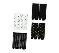 GALPADA 4 paires Chaussettes Japonaises à Deux Orteils Rayé Confortables et Respirantes Lot de Unisexe Style Kimono Adaptées Aux Tongs et Baskets