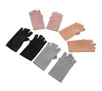 GALPADA 4 paires Manchettes Manucure Anti-uv Spandex Respirantes pour Femme Protection Mains Soleil Beige Gris Noir