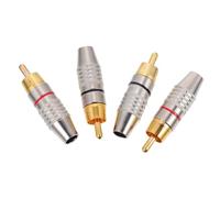 GALPADA 4 pièces Adaptateurs RCA Mâles Plaqués Or Connecteurs Audio Métalliques Durables pour Câbles Haut-parleurs Kit Réparation Connecteur Audio Fil Enceinte Rouges et Noirs