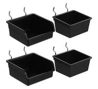 GALPADA 4 Pièces Boîte de Rangement pour Vis Organisateur de Boîte à Vis pour Panneau Perforé, Plastique et Acier, Noir, , pour Bureaux et Ateliers