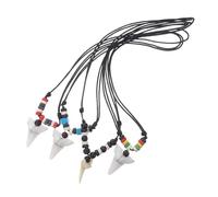 GALPADA 4 Pièces Collier Homme Réglable Pendentifs Dent Requin Imitation Bijoux Surfeur Inspiré Symboles Force et
