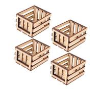 GALPADA 4 Pièces Crates Miniatures pour Poupées Panier de Fruits Bois Accessoires de Décoration pour Maison de Poupées et Féeriques pour Jeu de Rôle et Organisation des Jouets