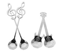 GALPADA 4 pièces Cuillères à Café Guitare Acier Inoxydable Lot de Cuillères Musicales Créatives pour Mélanger Thé Café Friandises Design Original pour Amateurs de Musique