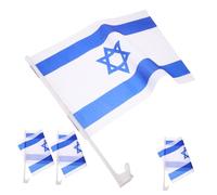 GALPADA 4 pièces Drapeau Israël pour Voiture Polyester avec Hampe Décoratif et Réutilisable pour Fenêtres Auto Léger et Résistant Décoloration