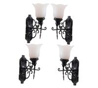 GALPADA 4 pièces Miniature Wall Lamp Model Set Table Ornament Mini House Accessory with Warm Light for Dollhouse Decoration
