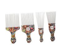 GALPADA 4 pièces Peigne Afro Inoxydable Peigne Démêlant Antistatique pour Cheveux Bouclés et Perruques Accessoires Coiffure pour Hommes et Femmes