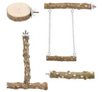GALPADA 4 Pièces Perchoirs pour Oiseaux en Bois Naturel Beige, Support Confortable pour Cage à Oiseaux, Exercice Sain pour Pattes, Design Simple et Élégant Minimaliste