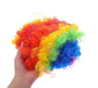 GALPADA 4 pièces Perruque Afro Bouclée Colorée pour Fête Costume Clown Accessoire Carnaval Disco Années Unisexe Ajustable pour Halloween Noël