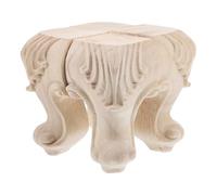 GALPADA 4 Pièces Pieds de Meuble en Bois Sculpté, Style Européen, Finition | Usage Polyvalent, Stabilité Renforcée, Installation Facile, Teinte Kaki, pour Armoire, Commode et Salle