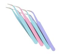 GALPADA 4 pièces Pinces Courbées Acier Inoxydable pour Artisanat Précision Stickers Scrapbooking Nail Art Extensions Cils Lot Ergonomique avec Protection Pointe