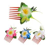 GALPADA 4 Pièces Plumeria Hair Comb Set Realistic Hawaiian Flower Clips For Beach Weddings Tropical Vacations Lightweight Floral Hair Accessories For Women And