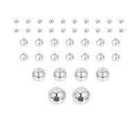 GALPADA 40 Boules à Facettes Disco Argentées en Verre et Mousse Boucle Suspendue, Décoration Fête et Mariage, Reflet Lumineux, pour Suspendre aux Portes