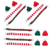 GALPADA 48 Pièces Mini Santa Hats and Knitted Scarves Set for Christmas Wine Bottle Decorations Soft Woven Material Multipurpose DIY Ornaments for Home Festive Decor