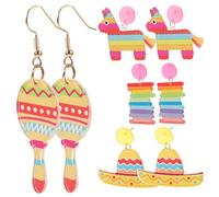 GALPADA 4paires Boucles Oreilles Mexicaines Acrylique Pour Femmes Accessoires De Fête De Carnaval Dangle Pour Célébrations Fiesta Pour Fêtes Et Détails De Mode