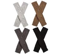GALPADA 4paires De Bras Manchons Hiver Laine Mitaines Longues Demi-doigts De Noir Gris Gris Foncé Camel Pour Garder Vos Bras Au Chaud