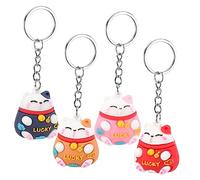 GALPADA 4Pcs Lucky Cat Keychain Japanese Decor Cute Backpack Car Key Holder Lucky Cat Key Ring Japanese Style Cat Keychain Key Hanging Pendant The Cat Accessories Soft Rubber Car Key