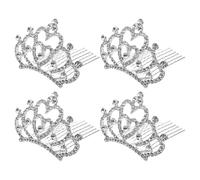 GALPADA 4pcs Petites Couronnes en Alliage avec Peignes à Glissière Bling pour Filles, Design Strass Scintillant, Tenue Confortable et Maintien Ferme pour Costumes et Mariages