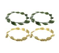 GALPADA 4pièces Bandeau Couronne de Léger et Accessoire Boho Romain et Elfe Couronne de Tête Verte et Dorée pour Fêtes Renaissance Carnaval et Mariages à Thème