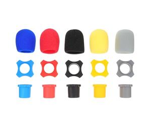 GALPADA 5 Ensembles de Bonnettes pour Microphone en Éponge Anti-chute et Anti-collision, Accessoires pour Micro Ktv Anneaux Anti-roulis en Plastique Noir, Rouge et Jaune