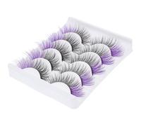GALPADA 5 Paires de Faux Cils Cosmétiques Pourpre, Demi-Cils Naturels Artisanaux, Doux, Boîte Incluse pour Maquillage