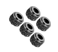 GALPADA 5 Perles Cylindriques en Cuivre Incrustation de Zircon Noir, Grandes Perforations pour Perles DIY Délicates, Accessoires pour Bracelets et Colliers Faits Main