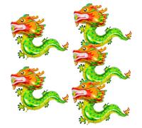 GALPADA 5 Pièces Ballons Dragon Aluminium Décoration Fête Nouvel An Chinois Vert Résistant pour Mur et Jardin