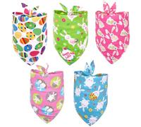 GALPADA 5 Pièces Bandana pour Chien, Bandana Décoratif pour Animaux de Compagnie, Lavable et Imperméable, Polyester, Motif Pâques, pour Chien et Chat Plusieurs Styles