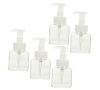 GALPADA 5 pièces Lot de Flacons Pompe Carrés Transparents Distributeurs Presse Rechargeables pour Shampooing Lotion et Gel Bouteilles Moussantes Légères et Durables pour Salle de Bain et