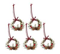 GALPADA 5 Pièces Miniature Christmas Wreaths for Front Door Cabinet Dollhouse Hanging Ornaments Festive Decorations
