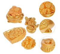 GALPADA 5 Pièces Miniature Treasure Ornament Set Micro Landscape Ornaments Chinese Year Theme Wealth Cornucopia Tree Resin Crafts for Party Decoration and