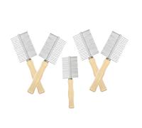 GALPADA 5 Pièces Peigne Double Face pour Chien et Chat Acier Inoxydable Antistatique avec Manche Bois Ergonomique Démêlant et Épilateur pour Poils Animaux à Domicile