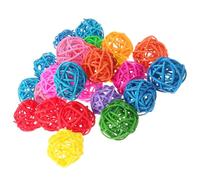 GALPADA 50 Boules en Rotin Colorées à Mâcher pour Perroquets 3 Cm Lot de 50 Pièces Multifonctions pour Jeux et Décoration DIY, Sphérique Tressé Sécurisé pour Oiseaux de Couleur Aléatoire