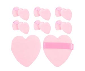 GALPADA 50pcs Houppettes à Poudre de Cœur pour Maquillage Visage, Éponges en Flocage Douces et Sûres, Application Lisse et Uniforme, Outil Beauté Féminin