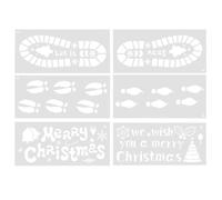GALPADA 6 Feuilles Modèles de Peinture de Noël en Pet Blanc pour Garçon et Filles, Pochoirs Évidés DIY pour Dessin et Décoration Quotidienne, Cultivez la Reconnaissance des Motifs