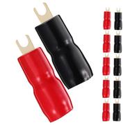 GALPADA 6 Paires Connecteurs à Fourche pour Enceintes 4ga en Laiton Rouge et Noir, Cosses à Sertir Électriques pour Système Audio Véhicule, Design Sécurisé et Antidérapant