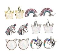 GALPADA 6 Paires Lot Clips D'oreilles Pour Garçon Fille Avec Cristaux Et Motifs De Dessins Animés